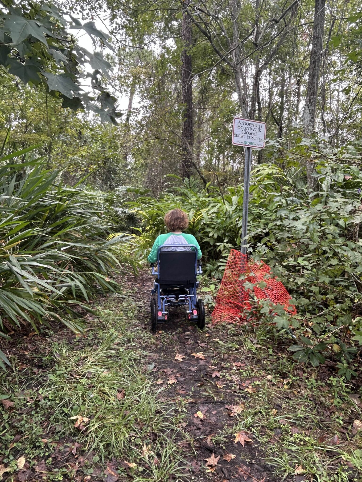 Person using all terrain wheelchair on a field